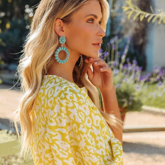 INDIO VALLEY STATEMENT EARRINGS - SILVER/TURQUOISE - Picture 3 of 4